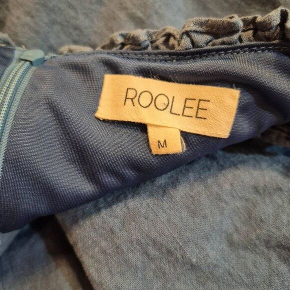 Roolee Women's Stone Blue Linen/Cotton Ruffle Dress - Picture 11 of 11